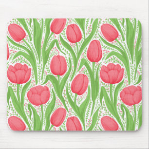 Tulips i rött och grönt musmatta