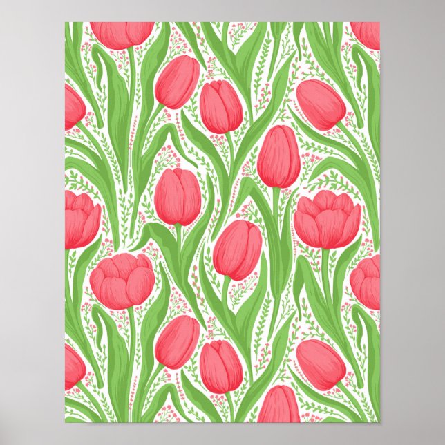 Tulips i rött och grönt poster (Framsidan)