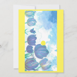 Tulips i Sol Watercolor Tack Kort