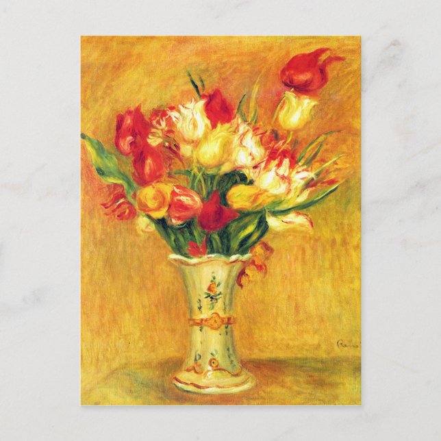 Tulips i Vas av Pierre Renoir Vykort (Framsida)