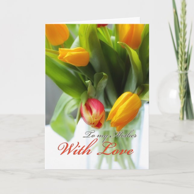 Tulips i Vas, för mor Kort (Framsida)