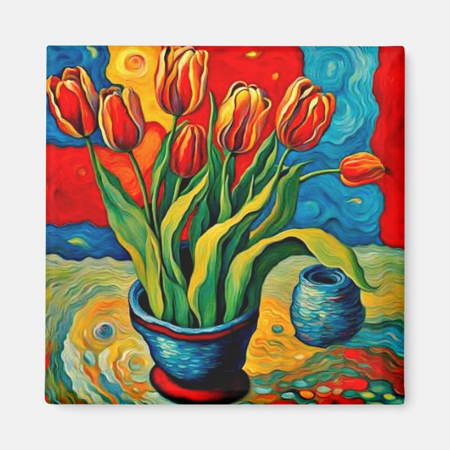 Tulips i vas magnet (Framsidan)