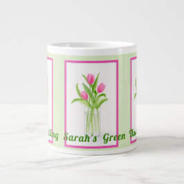 Tulips in Water Handpainted Watercolor PERSONALIZE Jumbo Mugg