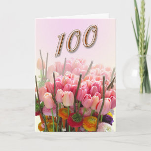 Tulips Lycklig 100:e födelsedagshälsningskort Kort