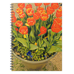 Tulips moderna blomsterfestival för blommigt anteckningsbok