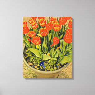 Tulips moderna blomsterfestival för blommigt canvastryck