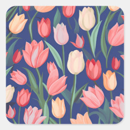 Tulips mönster. fyrkantigt klistermärke