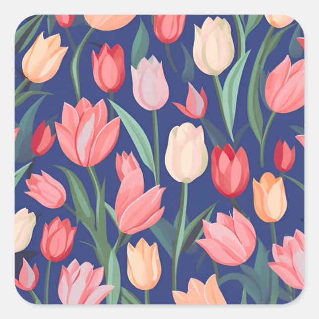 Tulips mönster. fyrkantigt klistermärke (Framsida)