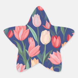 Tulips mönster. stjärnformat klistermärke