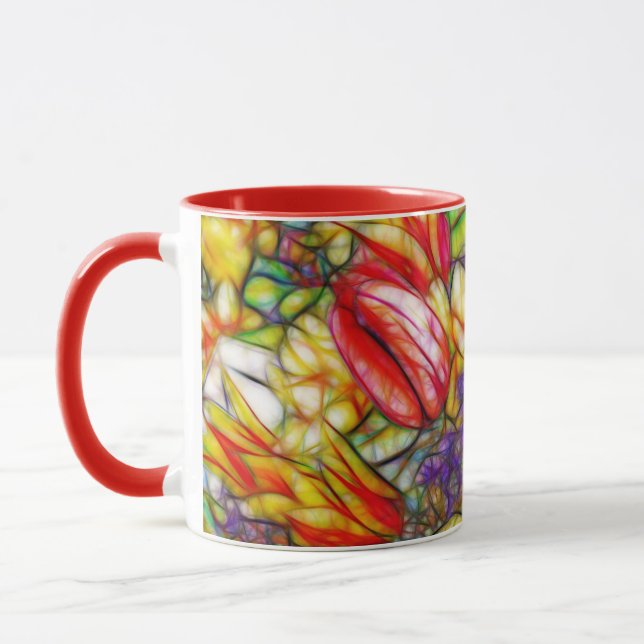 Tulips och Daffodil Coffee Mugg, lagrat glas Stil Mugg (Vänster)