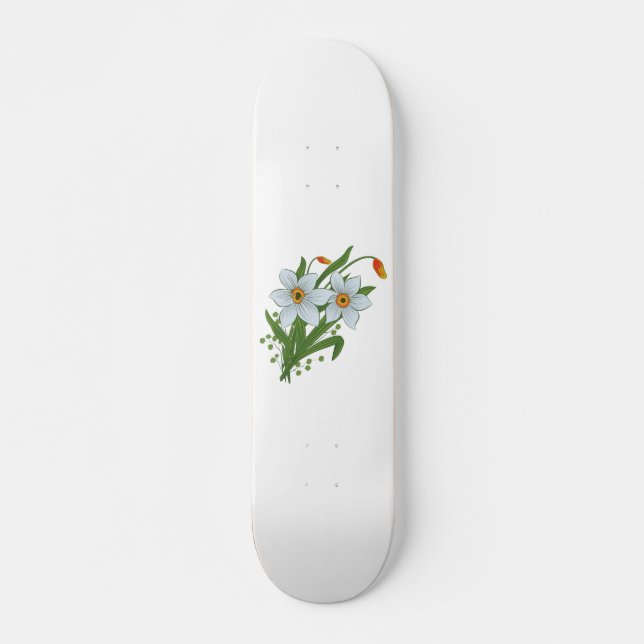 Tulips och Daffodils Flowers Skateboard Bräda 20,5 Cm (Framsida)