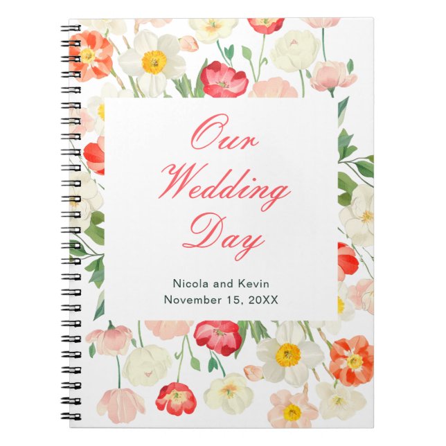 Tulips och Daffodils Vår bröllop Planner Anteckningsbok (Framsidan)