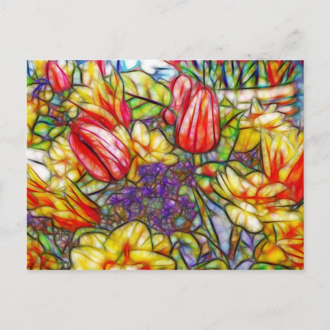 Tulips och dysterfärgad konst vykort (Framsida)