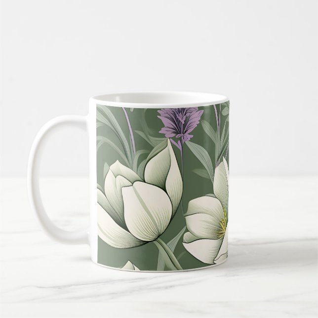 Tulips och lavender på Grönt Kaffemugg (Vänster)