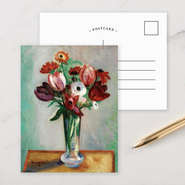 Tulips och Ranunculus | Henri Manguin Vykort (Skapare uppladdad)