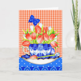 Tulips- och Tekopp-gratulationskort Kort