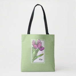 Tulips on Sage Tote Bag Tygkasse
