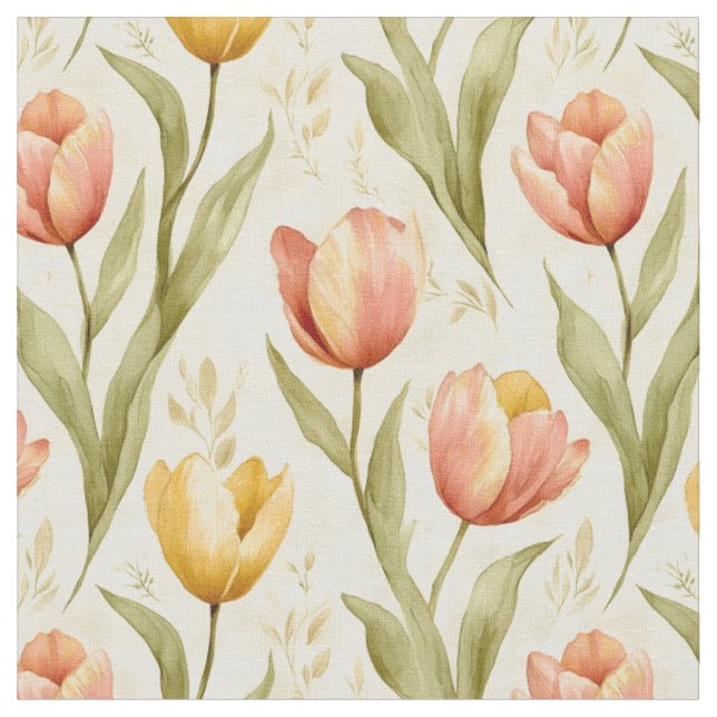 Tulips på Blekens Gult Tyg (Närbild)