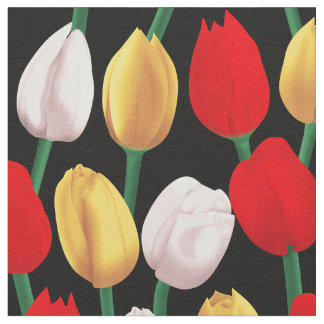 Tulips på svart. tyg