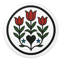 Tulips Pennsylvania Dutch Hex Sign Ceramic Knob