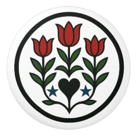 Tulips Pennsylvania Dutch Hex Sign Ceramic Knob Knopp