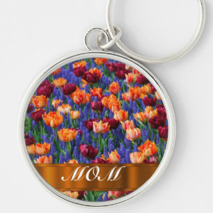 Tulips personlig mamma rund silverfärgad nyckelring