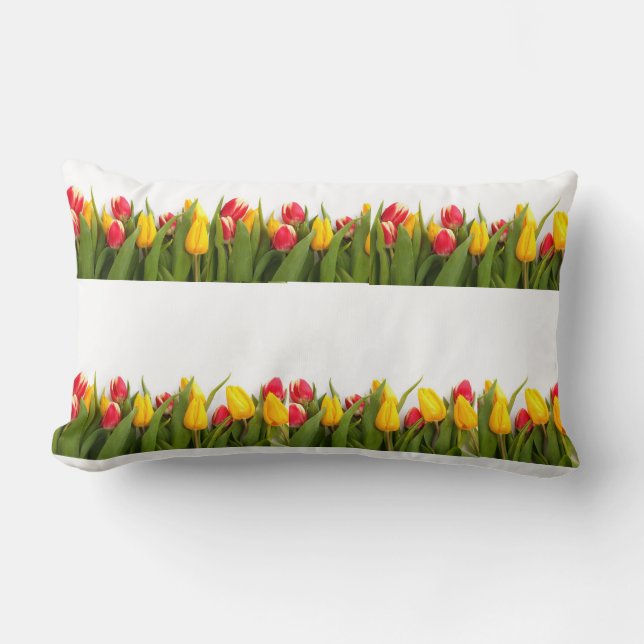 ****TULIPS PILLOW*** MED GULT BAKGRUND LUMBARKUDDE (Framsida)