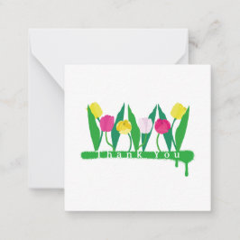 Tulips Pink Yellow Purple Green Modern Cute.  Anteckningskort