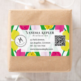 Tulips Pink Yellow Purple Green Modern Cute. Fraktsedel