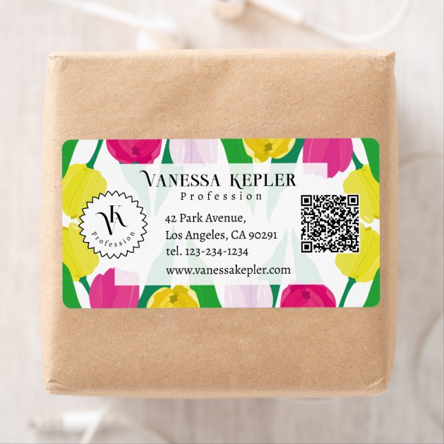 Tulips Pink Yellow Purple Green Modern Cute. Fraktsedel (Insitu)