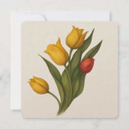 Tulips Square, Plum & , Elegantens Blommigt Tack Kort