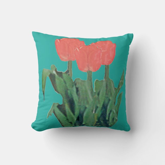 Tulips, treröda kudde (Framsida)