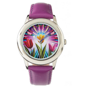Tulips-trio: en Springtime Beauty-explosion Armbandsur