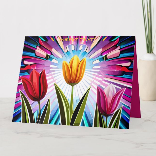 Tulips-trio: en Springtime Beauty-explosion Kort (Framsida)