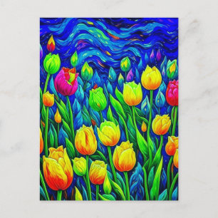 Tulips Van Gogh Stil Vykort