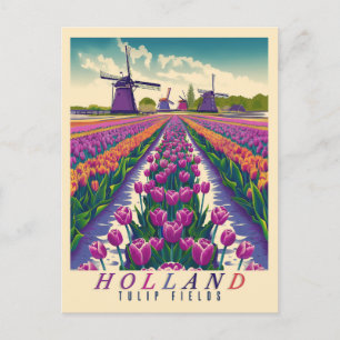 Tulips-Vintagen Holland Vykort