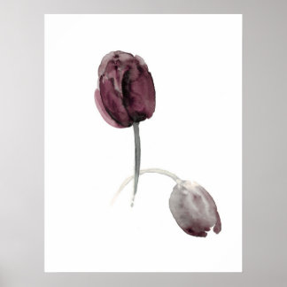 Tulips vit poster lila blommor