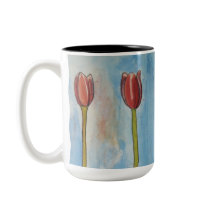 Tulips Watercolor Two-Tone Coffee Mugg