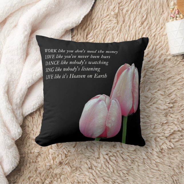 Tulips Work Kärlek Dance Live Inspirational Quote Kudde (Filt)