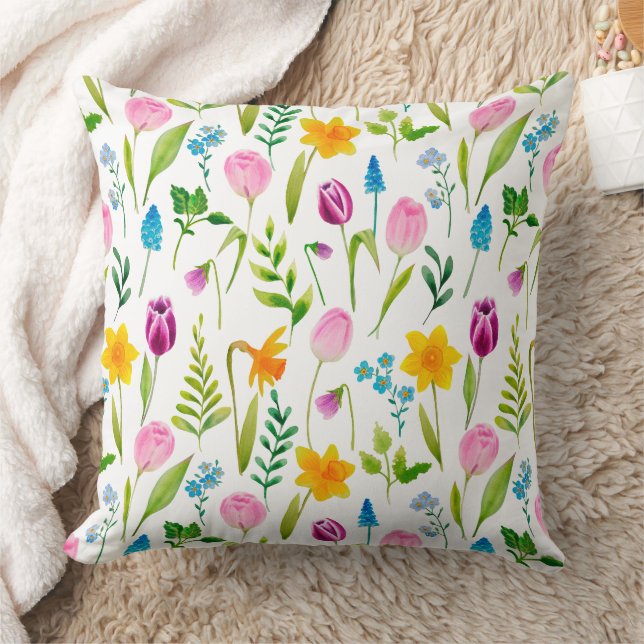 Tuliska blommor Sömlösa Mönster Kudde (Filt)