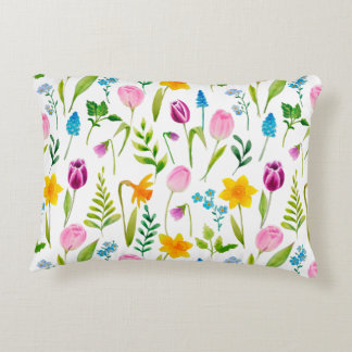 Tuliska blommor Sömlösa Mönster Prydnadskudde