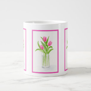 Tuliska i Vatten Handmålad vattenfärgsBlommigt Jumbo Mugg