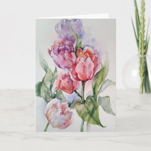 Tuliska i vattenfärger kort