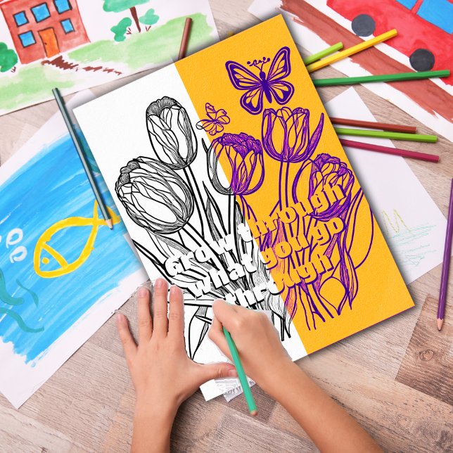 Tuliska med Butterfly Coloring Page Printable Poster (Customize the text OR remove then download and print out at home for therapeutic coloring fun.)