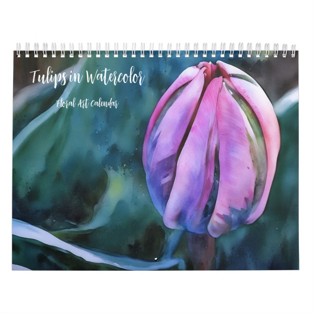 Tuliss i Watercolor Blommigt Art Calendar Kalender (Omslag)