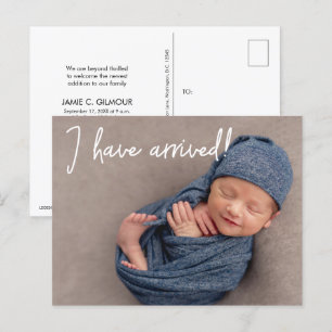 Tull Ankommen Baby Foto Tack Meddelande Vykort