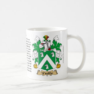 Tully, ursprung, det menande och vapenskölden kaffemugg