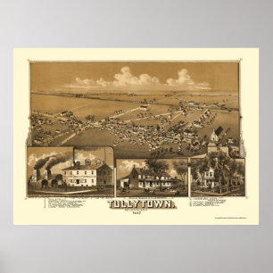 Tullytown panorama- karta för PA - 1887 Poster