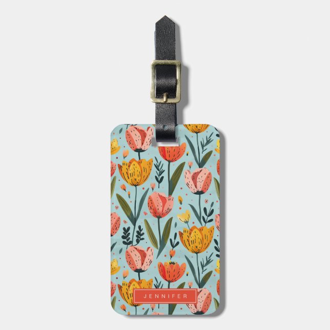 Tulp Flowers Luggage Taggs Bagagebricka (Vertikal Framsida)