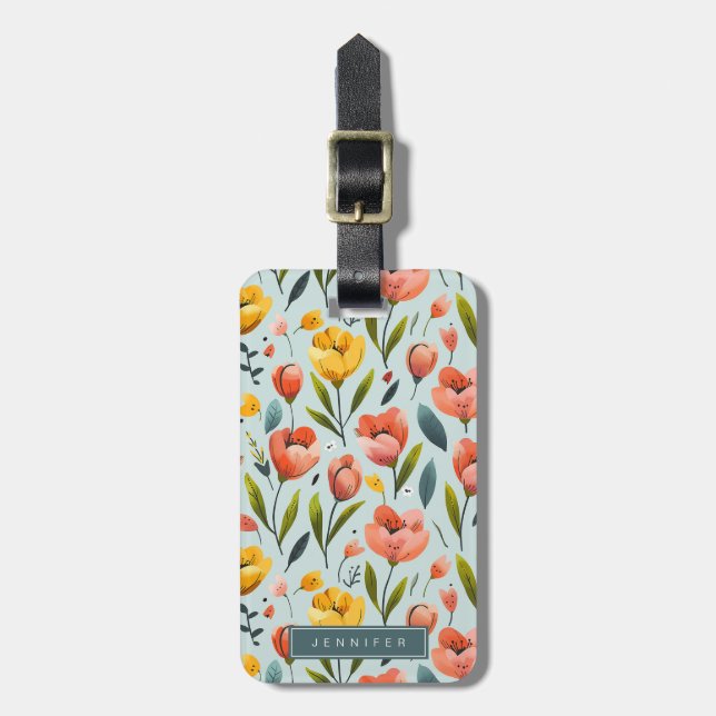 Tulp Flowers Luggage Taggs Bagagebricka (Vertikal Framsida)